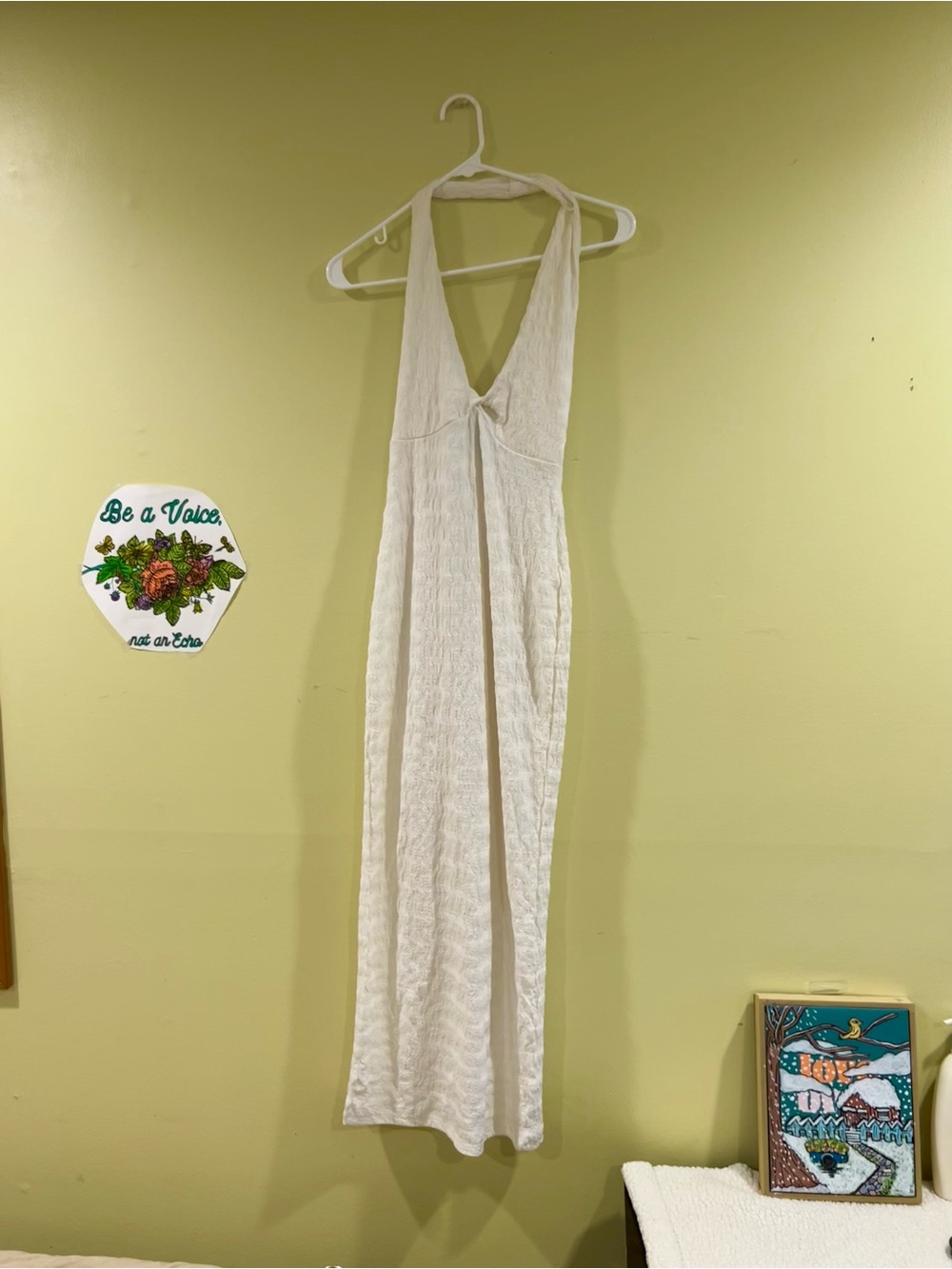 Streetwear Society Cream Maxi Dress with Deep V